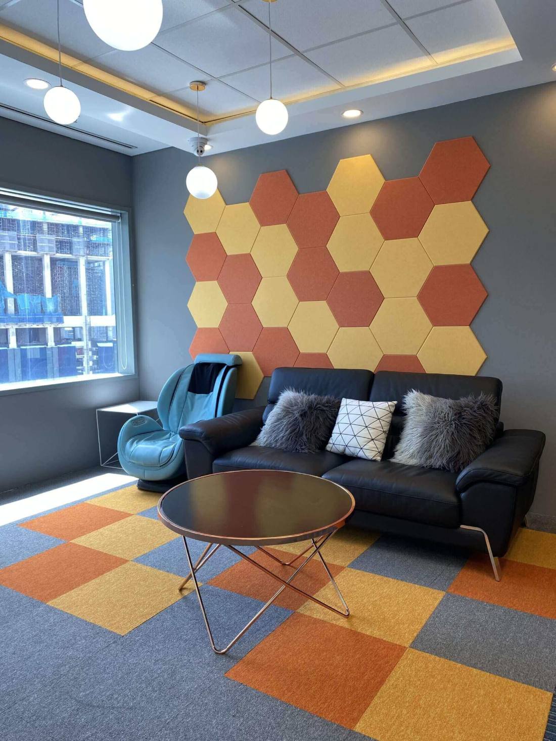 A cozy and modern lounge area.